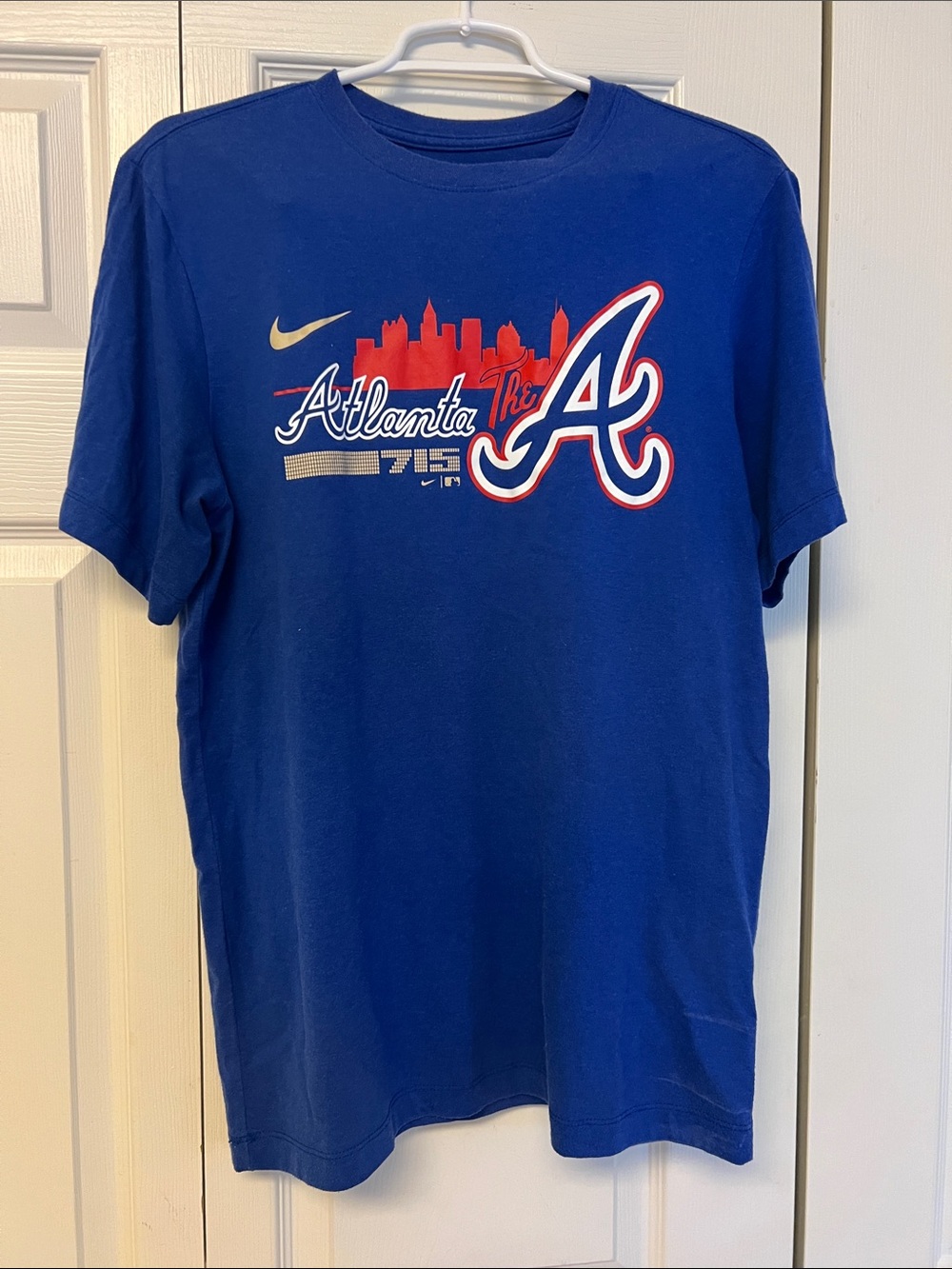 Nike Blue Atlanta Braves Graphic Tee with Red & White Accents